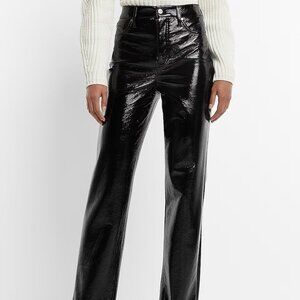 NWT EXPRESS Super High Waisted Faux Patent Leather Modern Straight Pant